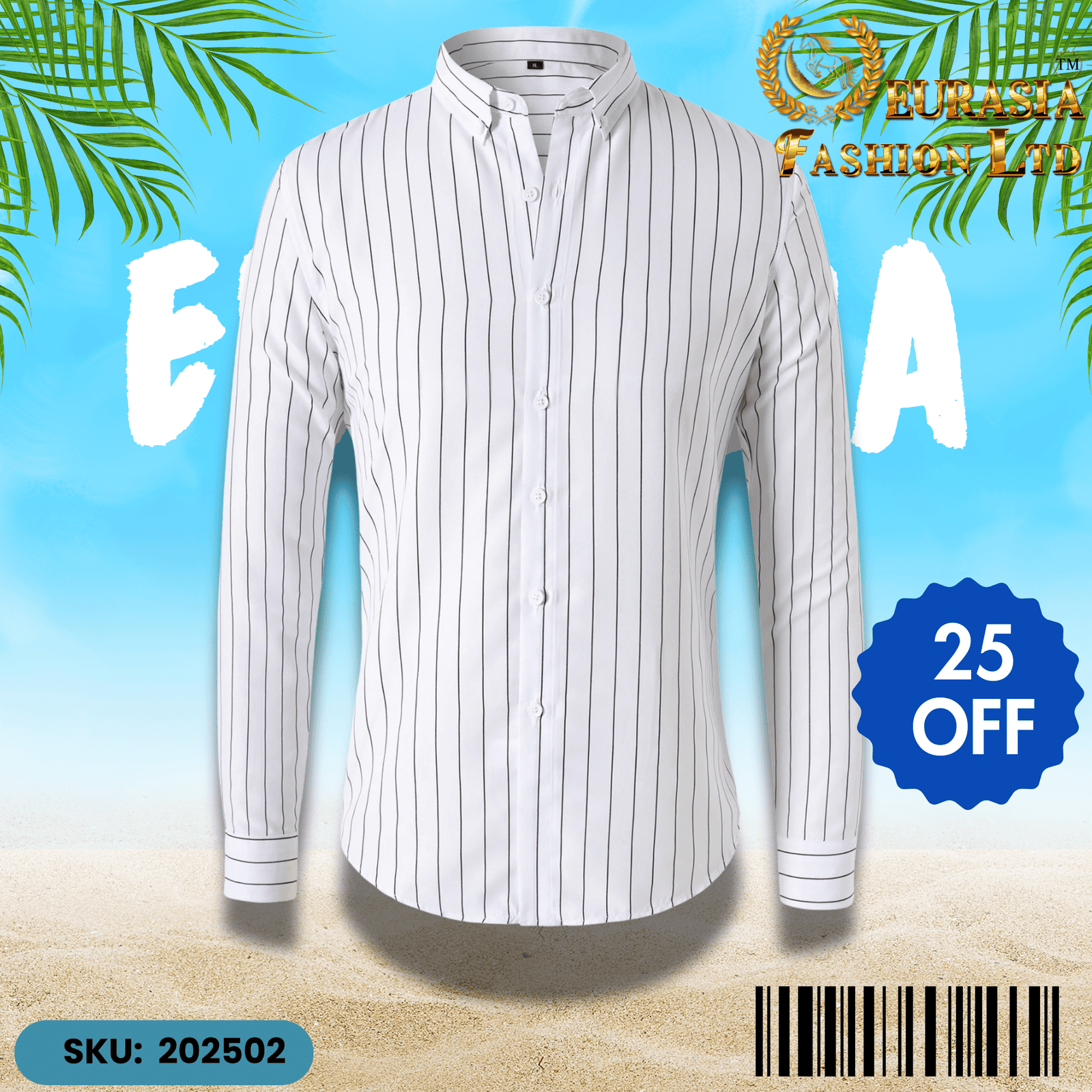 1 PCS CHAK SHIRT (2) Mens Striped Shirt Business Casual Long Sleeve Shirt Korean Style Slim Mens Shirt - Image 1