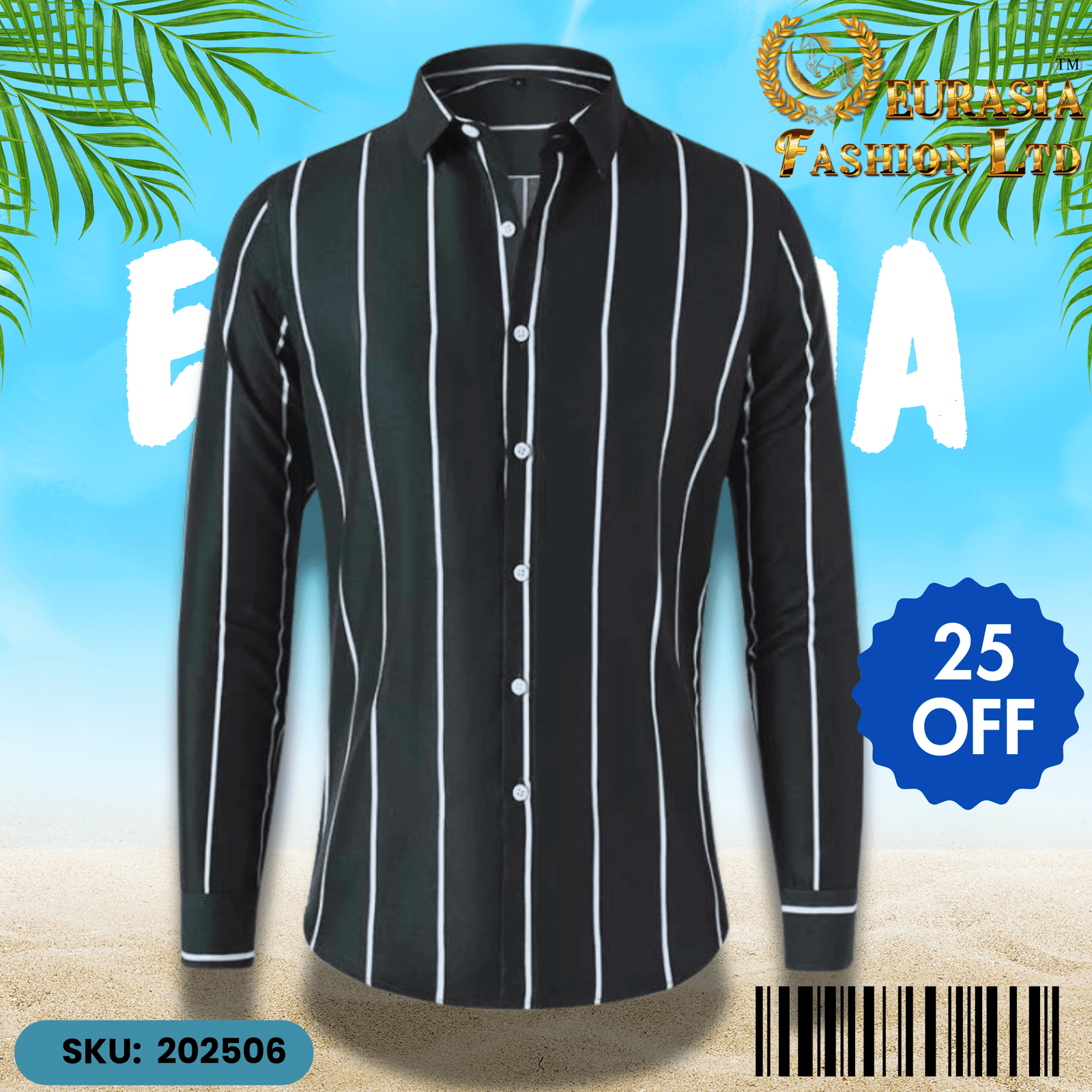 1 PCS CHAK SHIRT (6) Mens Striped Shirt Business Casual Long Sleeve Shirt Korean Style Slim Mens Shirt - Image 1