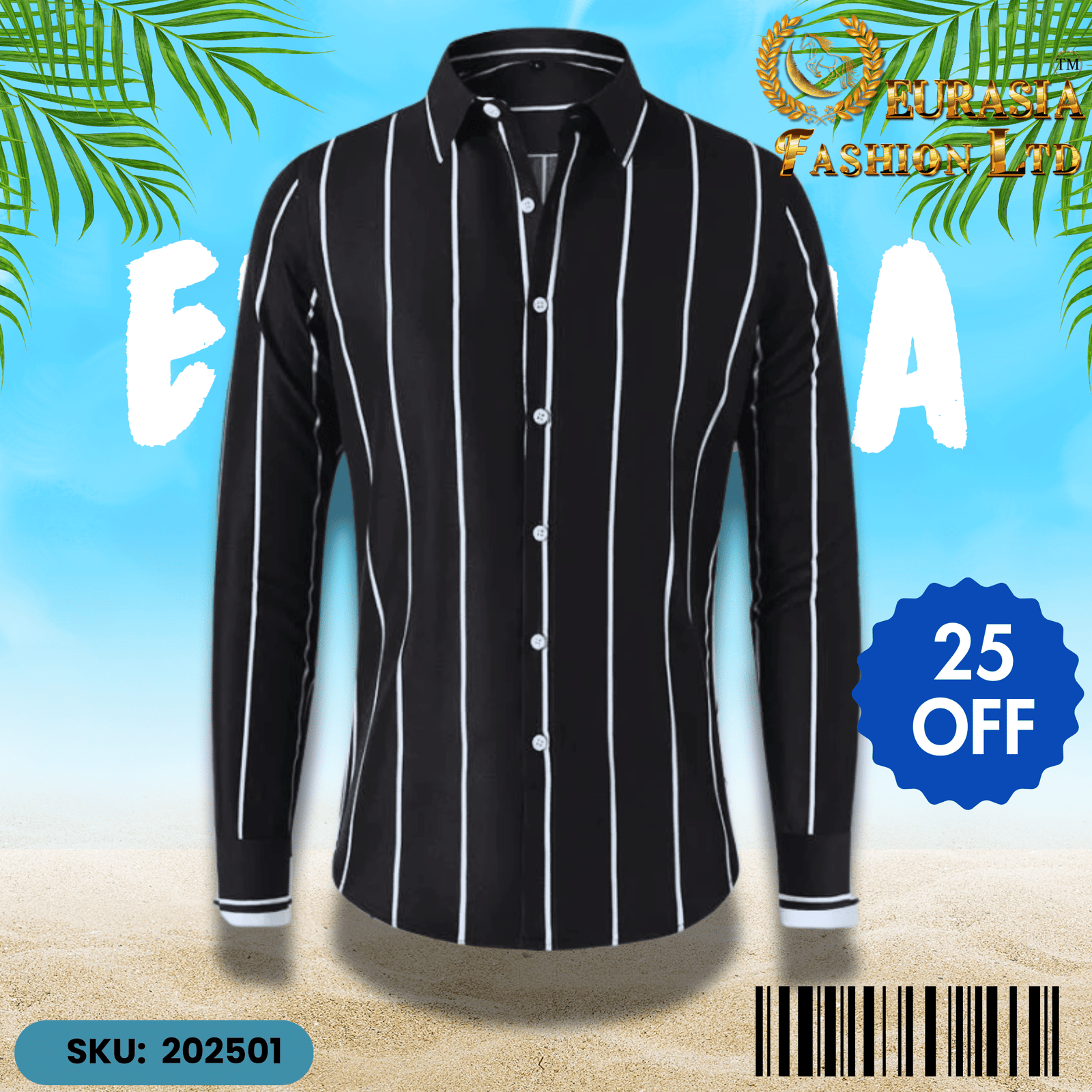 1 PCS CHAK SHIRT Mens Striped Shirt Business Casual Long Sleeve Shirt Korean Style Slim Mens Shirt - Image 1