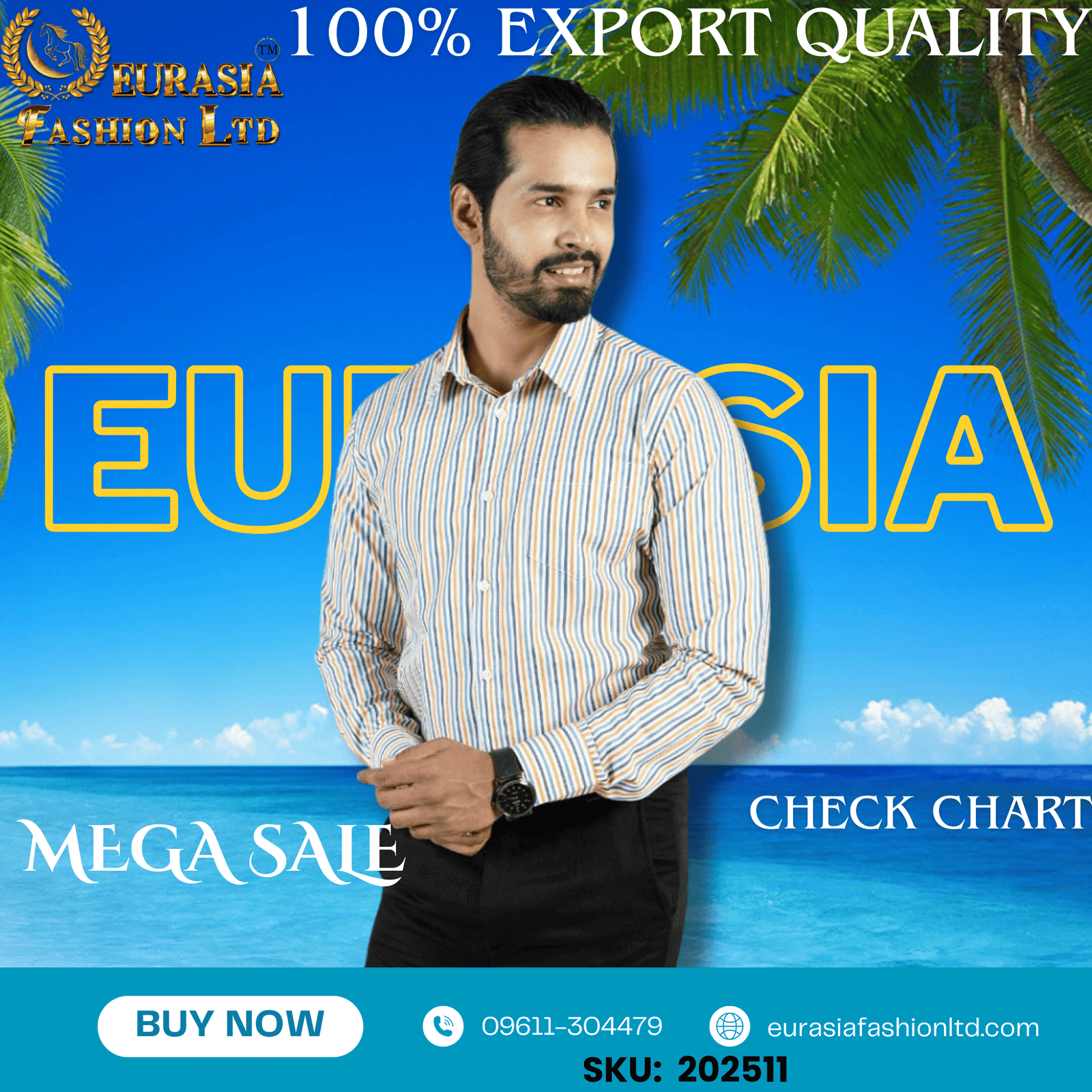 11 100% Export Quality Men's Striped Business Formal Long Sleeve Shirt (EEU) Style Slim Mens Shirt. - Image 1