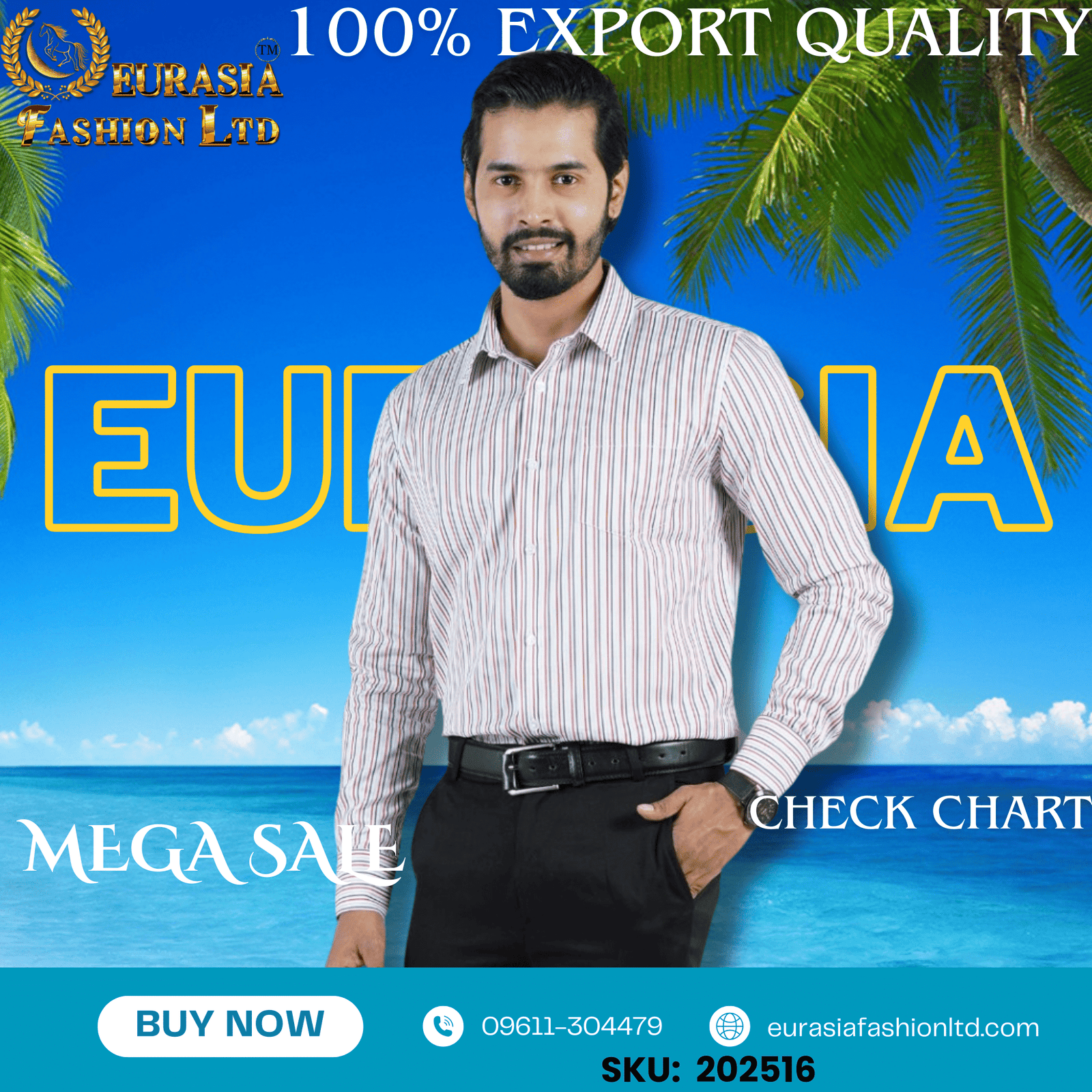 16 100% Export Quality Men's Striped Business Formal Long Sleeve Shirt (EEU) Style Slim Mens Shirt. - Image 1