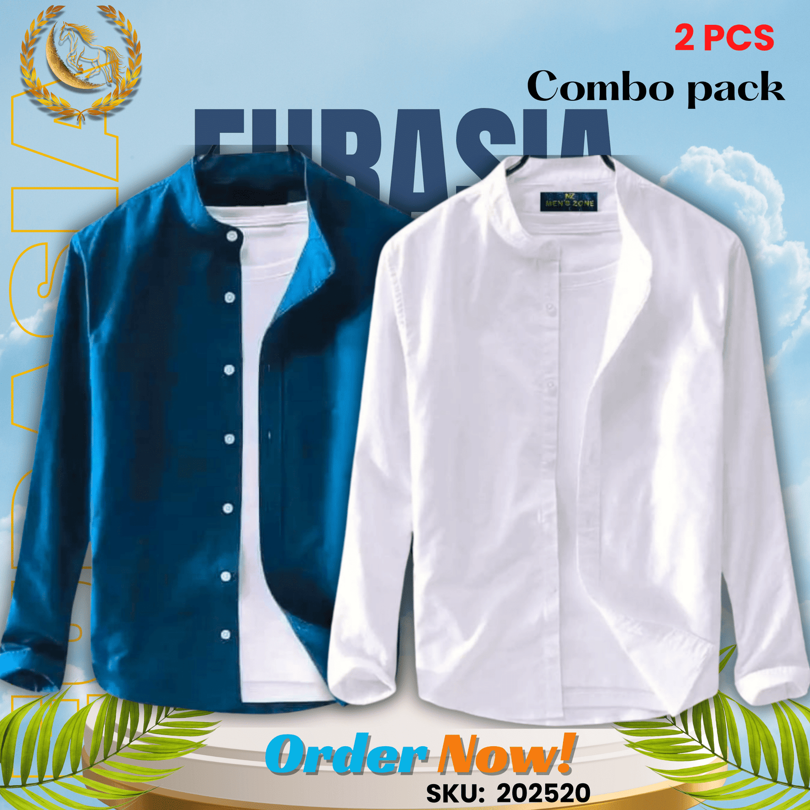 2 PCS (20) 100% Cotton Oxford Long Sleeve Casual Shirt For Men’s (Only Shirt), Combo Pack 2 PCS - Image 1