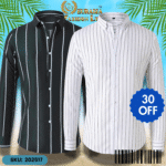 Mens Striped Shirt Business Casual Long Sleeve Shirt Korean Style Slim Mens Shirt