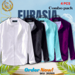 100% Cotton Oxford Long Sleeve Casual Shirt For Men's (Only Shirt), Combo Pack 4 PCS