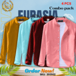 100% Cotton Oxford Long Sleeve Casual Shirt For Men's (Only Shirt), Combo Pack 4 PCS