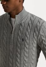 Polo Ralph Lauren Cable-Knit Cotton Quarter-Zip Sweater – Grey - Image 3