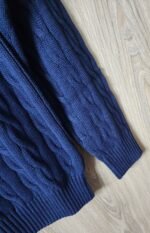 Polo Ralph Lauren Cable-Knit Cotton Quarter-Zip Sweater – Navy Blue - Image 3