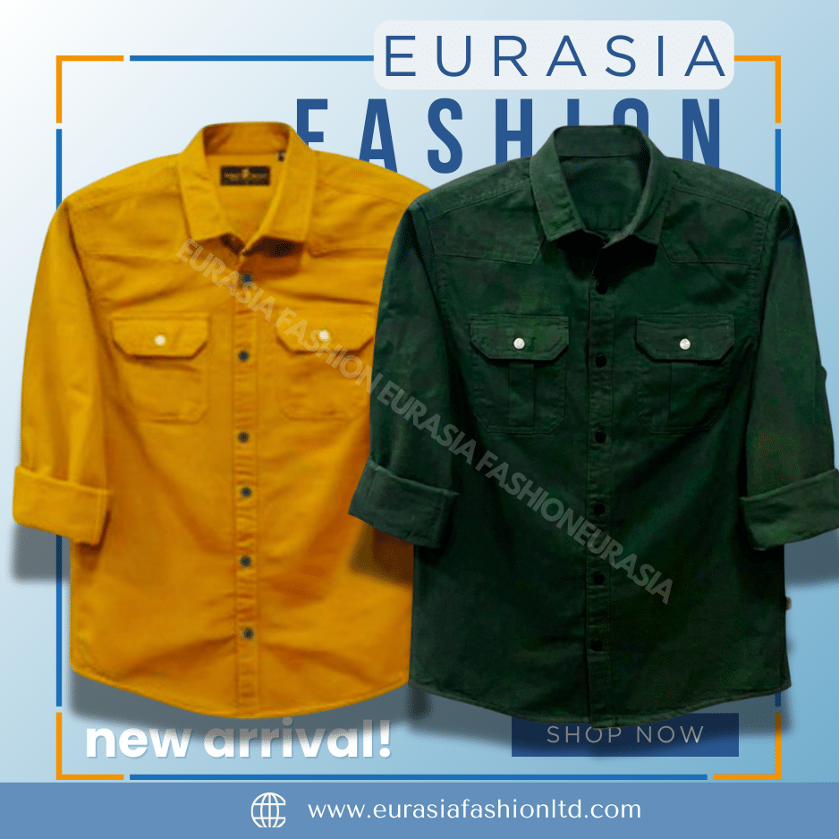 20 2 Pcs Combo Premium Quality Double Poket Shirt - Kathali & Green. - Image 1