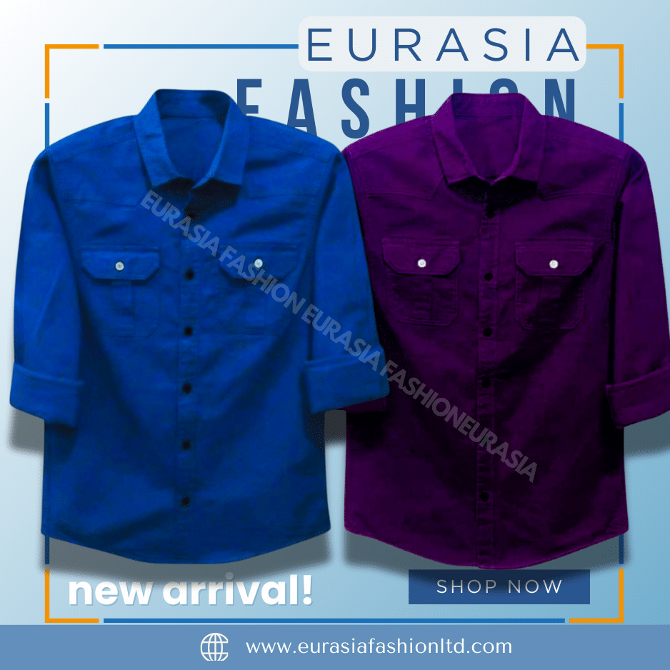 32 2 Pcs Combo Premium Quality Double Poket Shirt - Purple & Teal. - Image 1