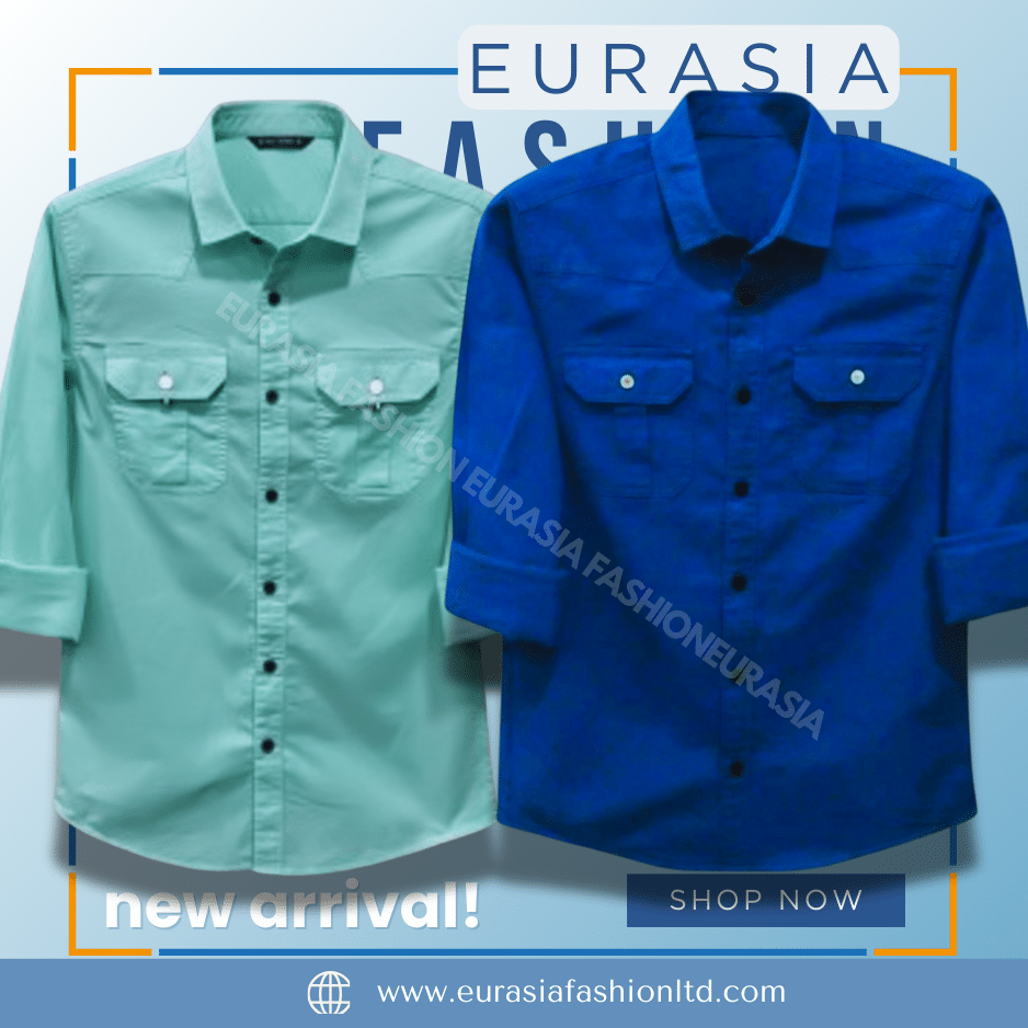 58 2 Pcs Combo Premium Quality Double Poket Shirt - Pest. & Teal. - Image 1