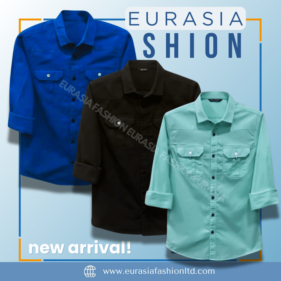83 3 Pcs Combo Premium Quality Double Poket Shirt - Teal. & Black & Pest. - Image 1