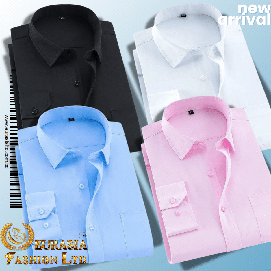 13 4 Pes Men’s Premium Formal Shirt -Black, Sky Blue, White & Pink. - Image 1