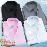 4 Pes Men’s Premium Formal Shirt -Black , White , Pink & Ash.