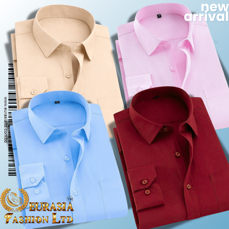 16 4 Pes Men’s Premium Formal Shirt -Maroon, Pink, Sky Blue & Biscuit. - Image 1