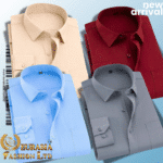 4 Pes Men’s Premium Formal Shirt -Maroon, Ash, Sky Blue & Biscuit.