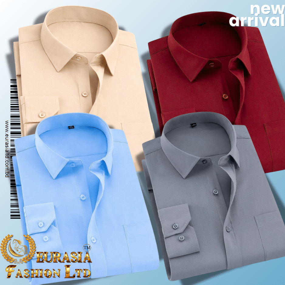 17 4 Pes Men’s Premium Formal Shirt -Maroon, Ash, Sky Blue & Biscuit. - Image 1