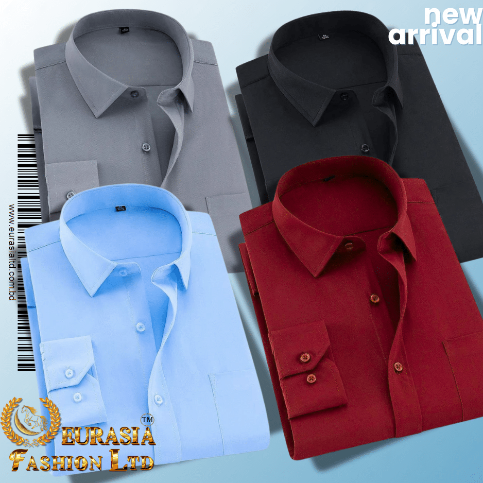 20 4 Pes Men’s Premium Formal Shirt -Ash, Black, Sky Blue & Maroon. - Image 1