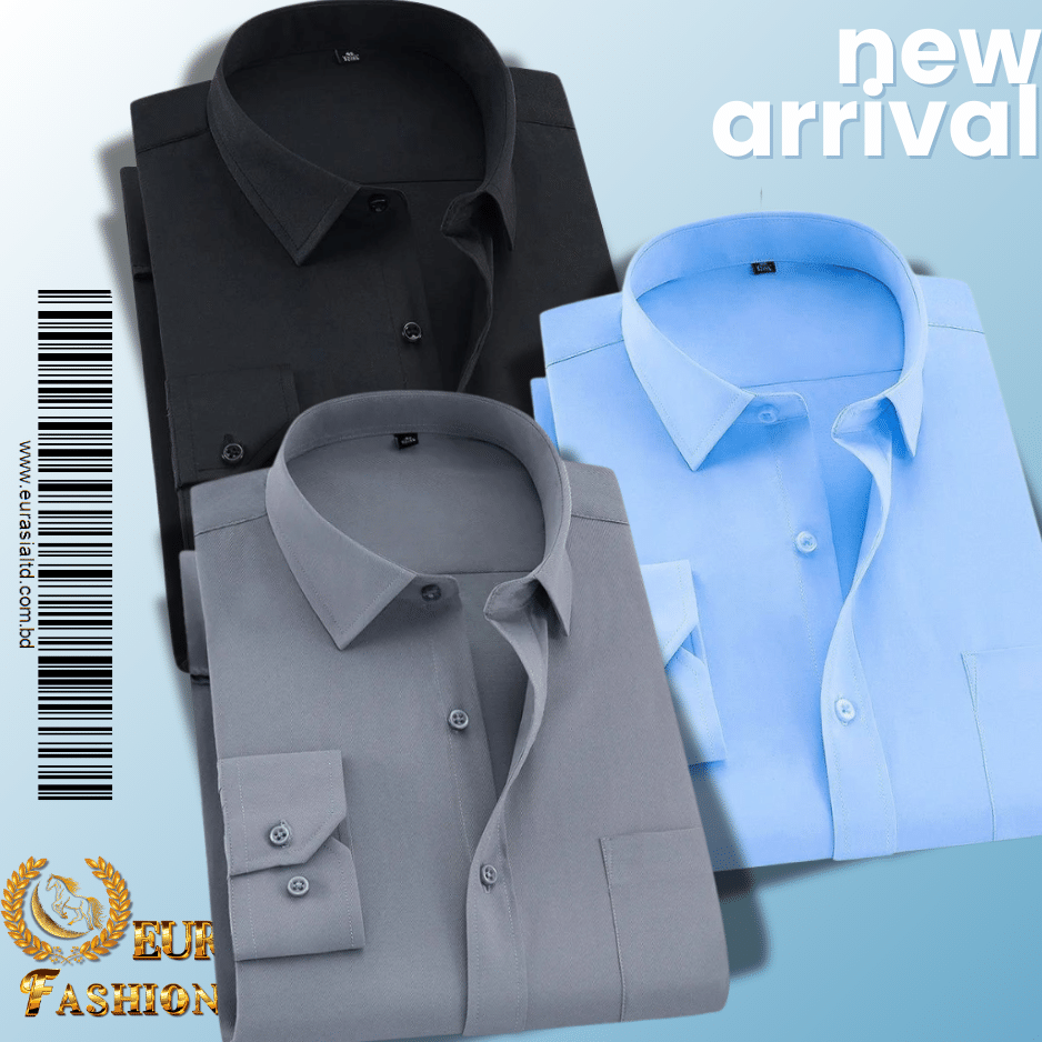 34 Men’s Premium Formal Shirt -Black, Sky Blue & Ash. - Image 1