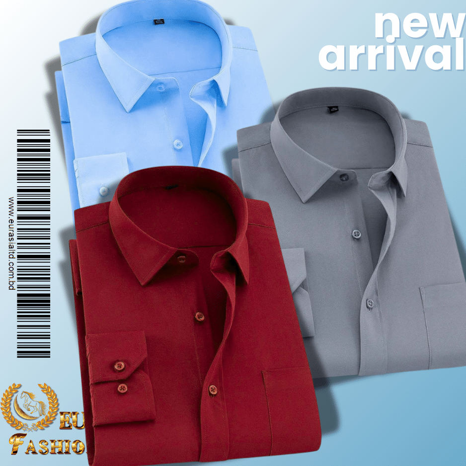 40 Men’s Premium Formal Shirt -Maroon, Sky Blue & Ash. - Image 1