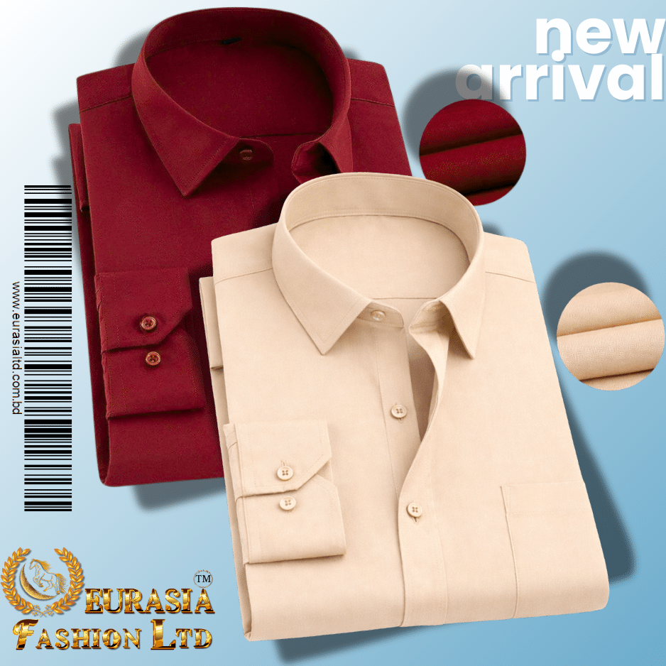 52 Men’s Premium Formal Shirt -Maroon & Biscuit. - Image 1