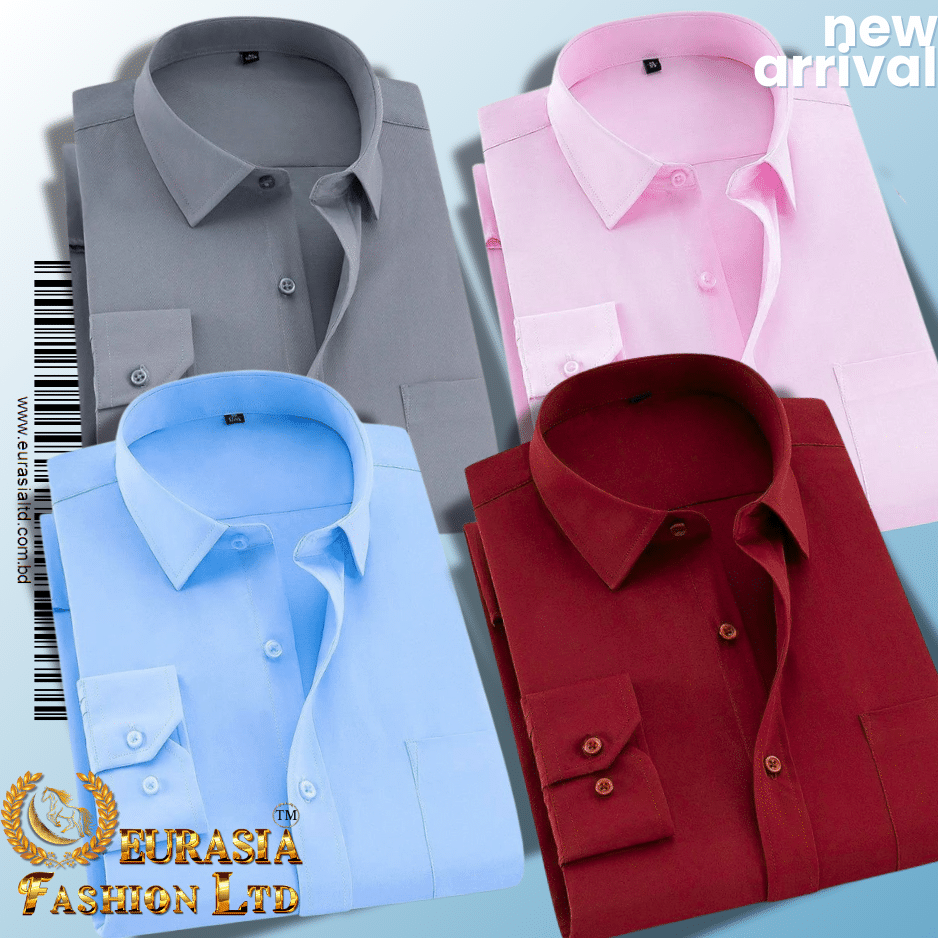 new arrival! 4 Pes Men’s Premium Formal Shirt -Ash, Pink, Sky Blue & Maroon. - Image 1