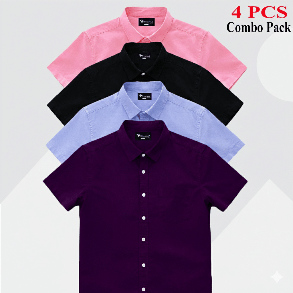 Gemini_Generated_Image_9j34jv9j34jv9j34 Premium Quality 100% Oxford Cotton Fabric Short Sleeve Shirt For Men's - Purple, Sky Blue, Pink & Black. - Image 1