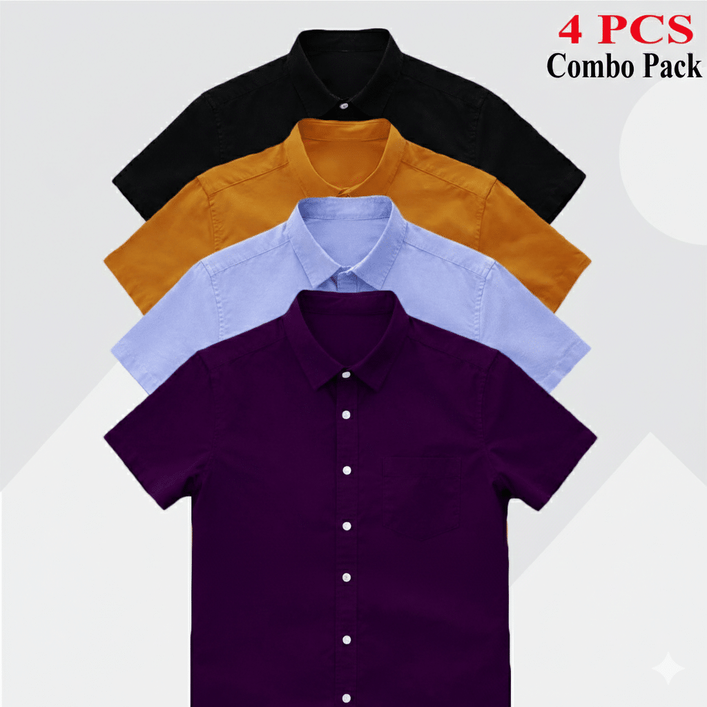 Gemini_Generated_Image_emkmv3emkmv3emkm Premium Quality 100% Oxford Cotton Fabric Short Sleeve Shirt For Men's - Purple, Kathali, Sky Blue & Black. - Image 1