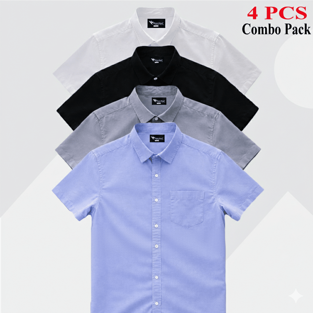 Gemini_Generated_Image_gy01s4gy01s4gy01 100% Oxford Cotton Fabric Short Sleeve Shirt For Men's - Sky Blur, Ash , Black & White - Image 1