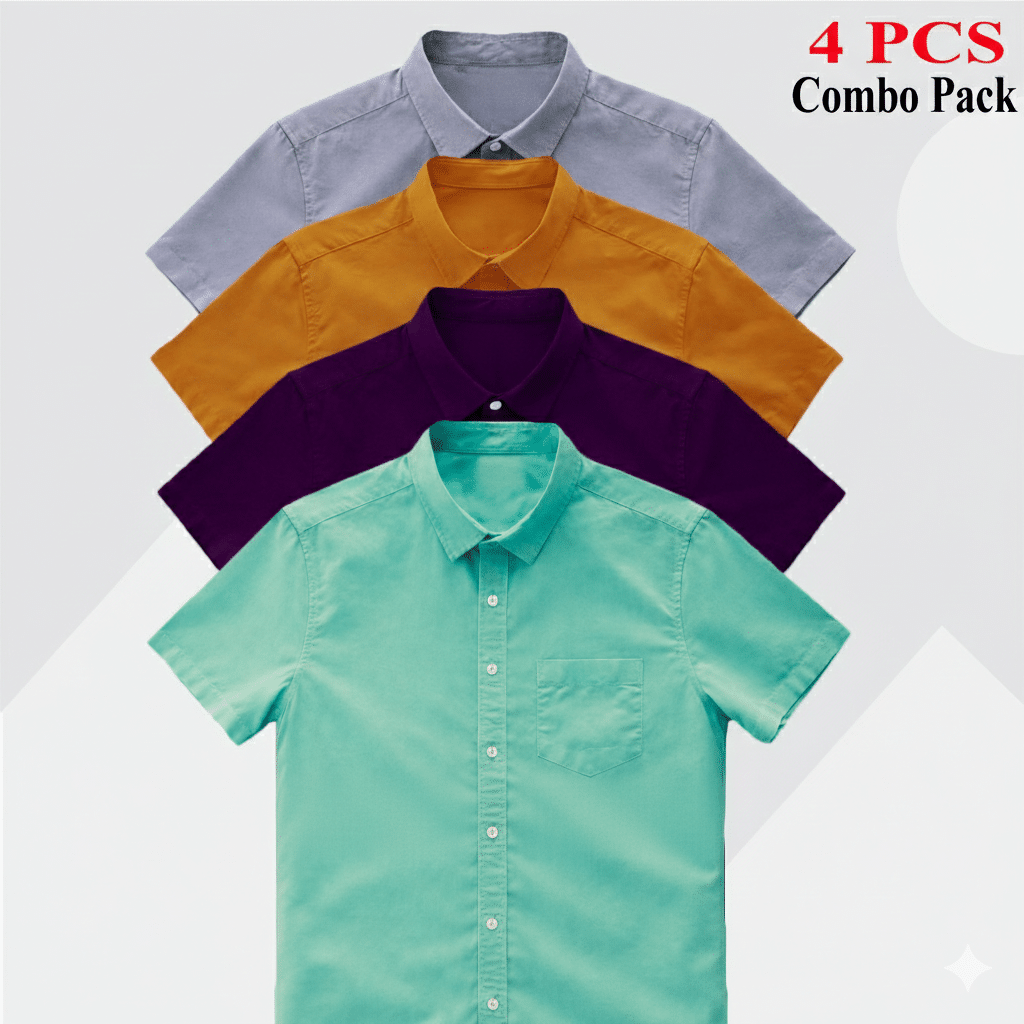 Gemini_Generated_Image_ikneu1ikneu1ikne Premium Quality 100% Oxford Cotton Fabric Short Sleeve Shirt For Men's - Purple, Kathali, Pest & Ash. - Image 1