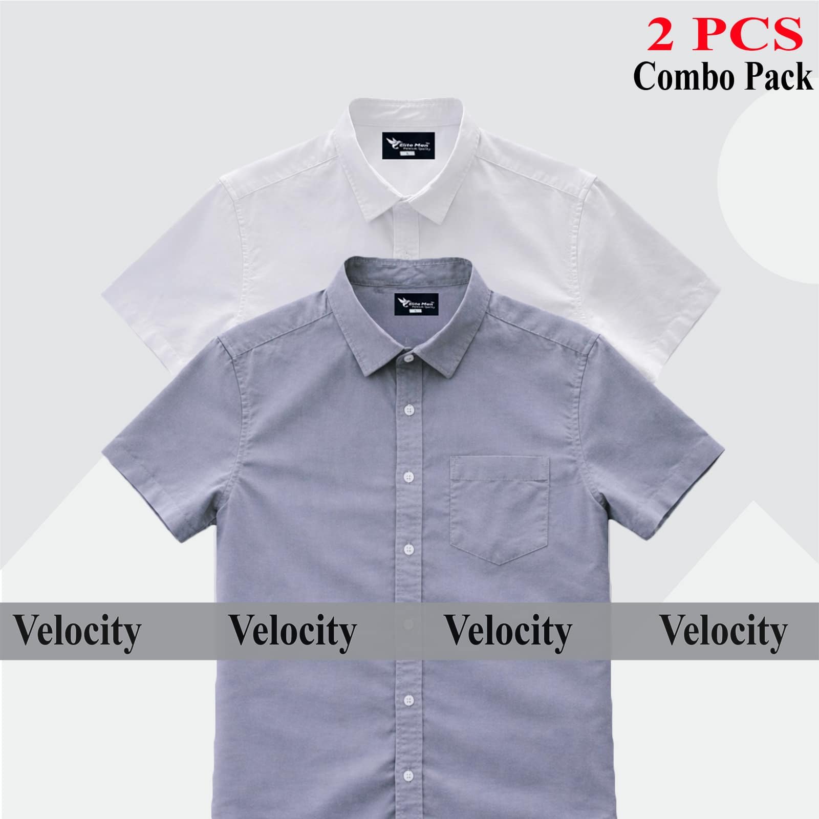 Short sleeve Shirt Combo - Copy 28.jpg Premium Quality 100% Oxford Cotton Fabric Short Sleeve Shirt For Men's - Ash & White - Image 1