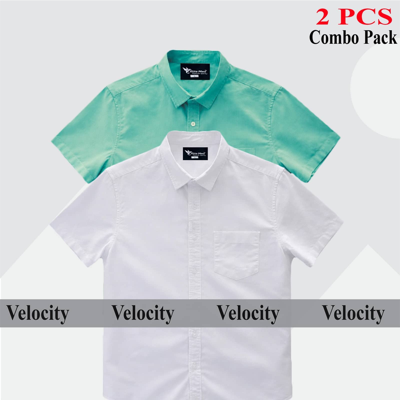 Short sleeve Shirt Combo - Copy 33.jpg 100% Oxford Cotton Fabric Short Sleeve Shirt For Men's - White & Pest. - Image 1