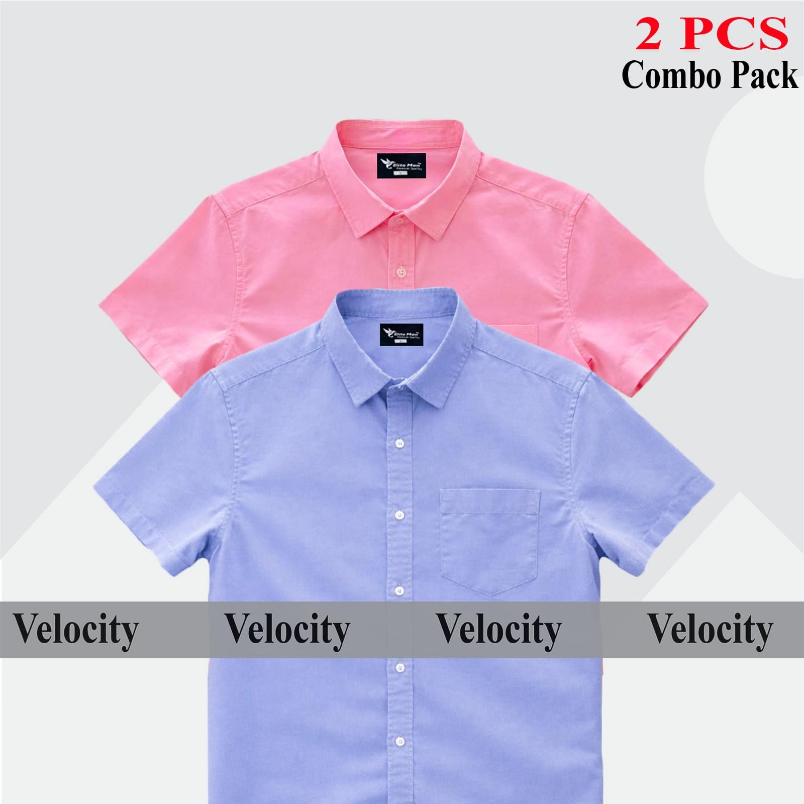 Short sleeve Shirt Combo - Copy 37.jpg Premium Quality 100% Oxford Cotton Fabric Short Sleeve Shirt For Men's - Sky Blur & Pink - Image 1