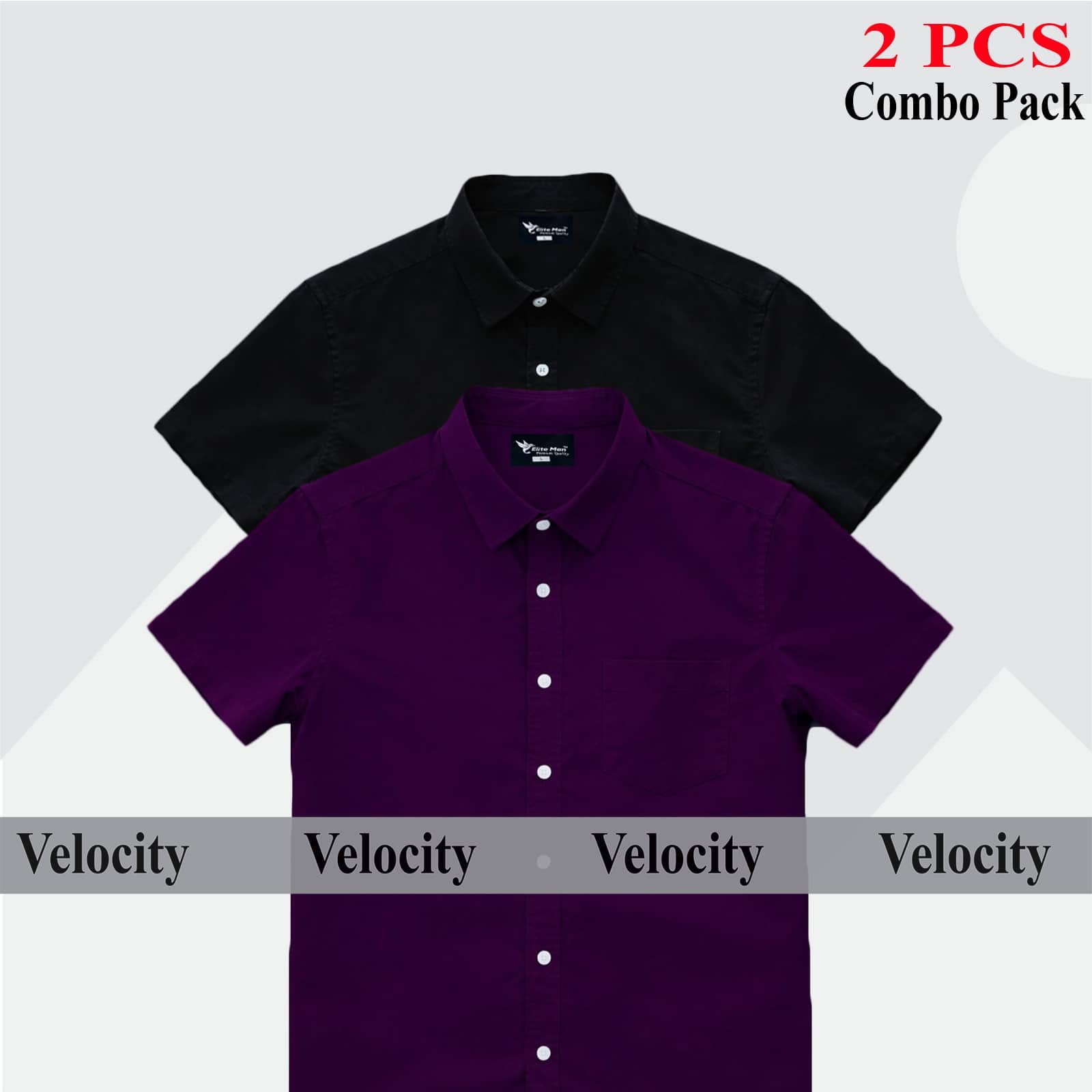Short sleeve Shirt Combo - Copy 46.jpg Premium Quality 100% Oxford Cotton Fabric Short Sleeve Shirt For Men's - Black & Purple. - Image 1