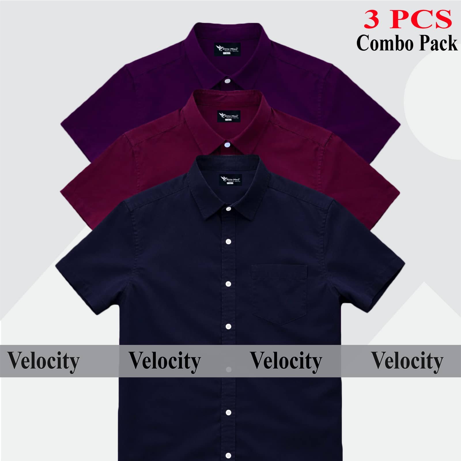 Short sleeve Shirt Combo - Copy 47.jpg Premium Quality 100% Oxford Cotton Fabric Short Sleeve Shirt For Men's - Maroon, Navy Blue & Purple - Image 1