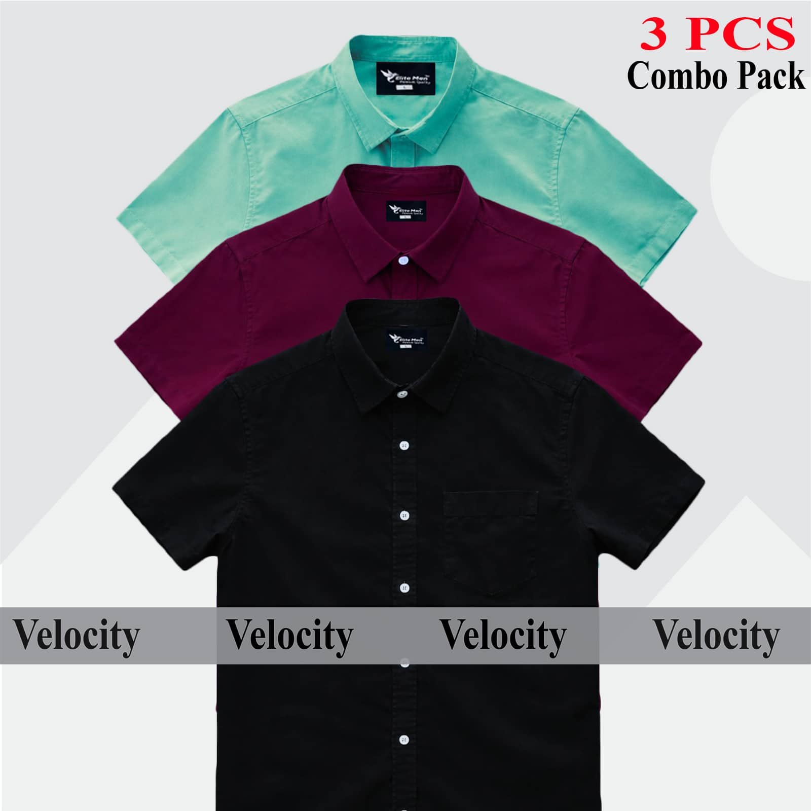 Short sleeve Shirt Combo - Copy 51.jpg Premium Quality 100% Oxford Cotton Fabric Short Sleeve Shirt For Men's - Black, Maroon & Pest - Image 1