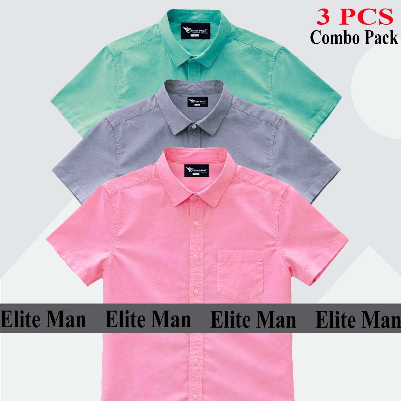 iKywTyahwKCJWlDIYixB2rDL42EAEw9Eo1aErFhL Premium Quality 100% Oxford Cotton Fabric Short Sleeve Shirt For Men's -Pest, Ash & Pink - Image 1